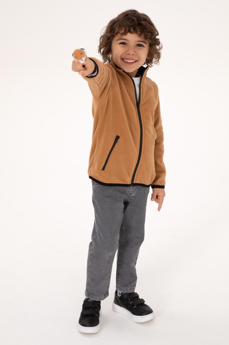 Erkek Çocuk Camel Polar Örme Hırka
