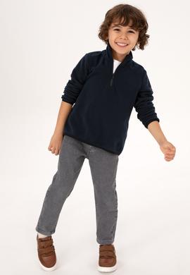 Erkek Çocuk Lacivert Yarım Fermuarlı Polar Sweatshirt - 50313841118