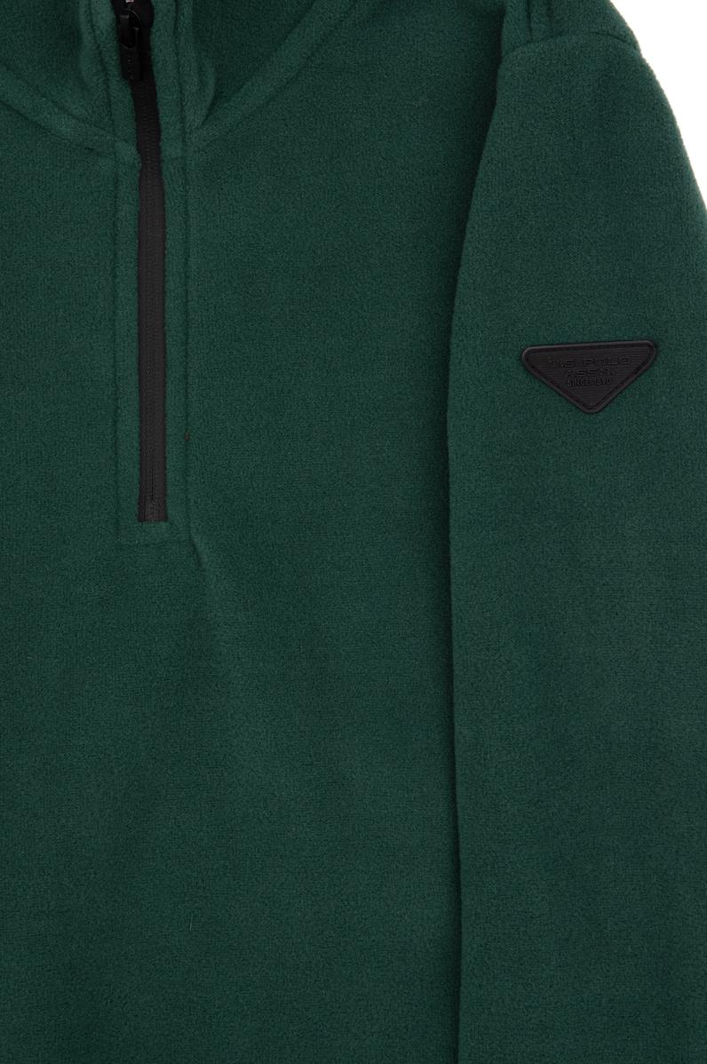 Erkek Çocuk Koyu Yeşil Yarım Fermuarlı Polar Sweatshirt