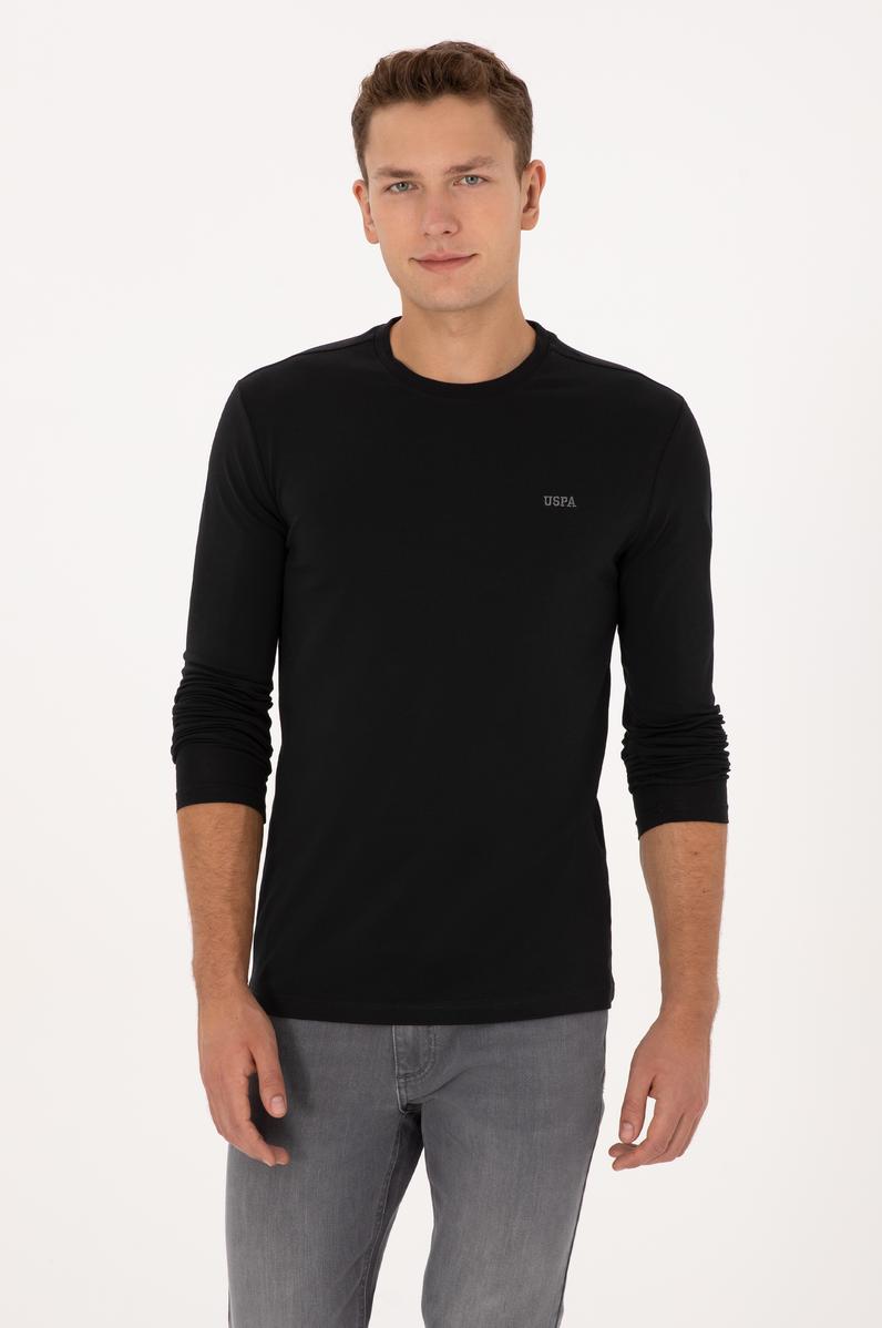 Erkek Slim Fit Bisiklet Yaka Siyah Süprem Basic Sweatshirt