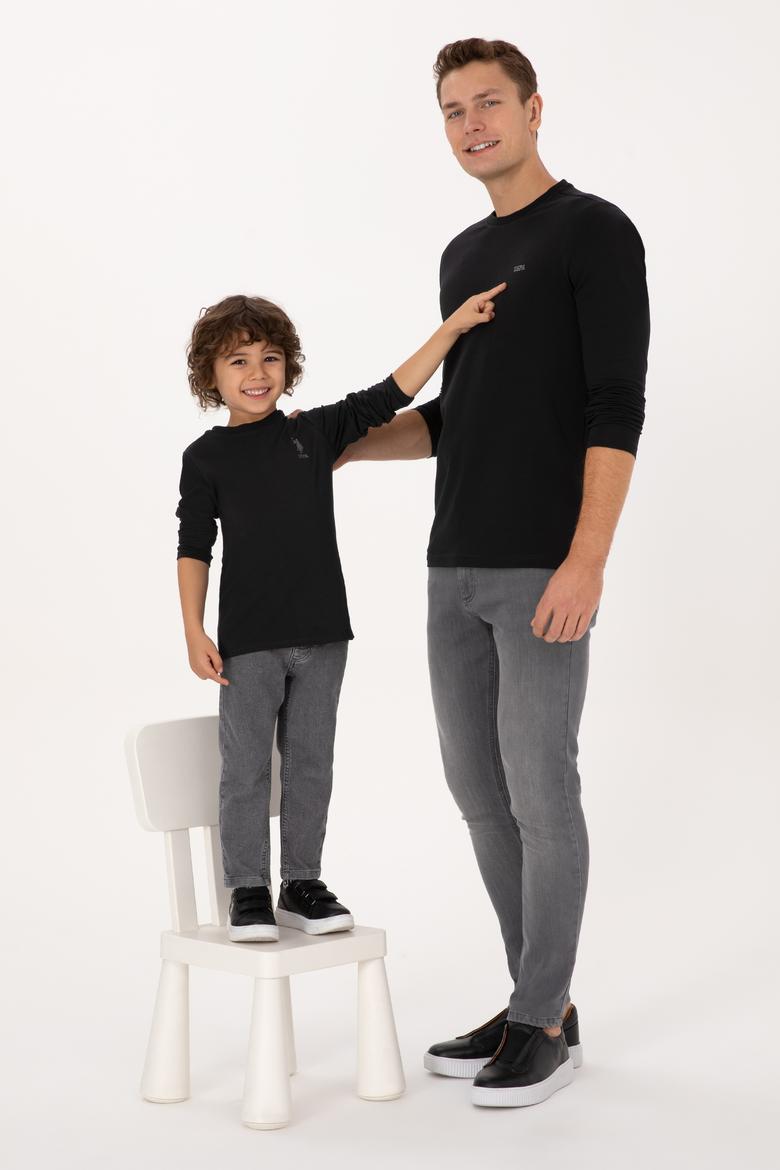 Erkek Slim Fit Bisiklet Yaka Siyah Süprem Basic Sweatshirt - 50313744021