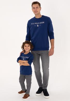 Erkek Regular Fit Bisiklet Yaka İndigo İnce Basic Sweatshirt - 50313743027