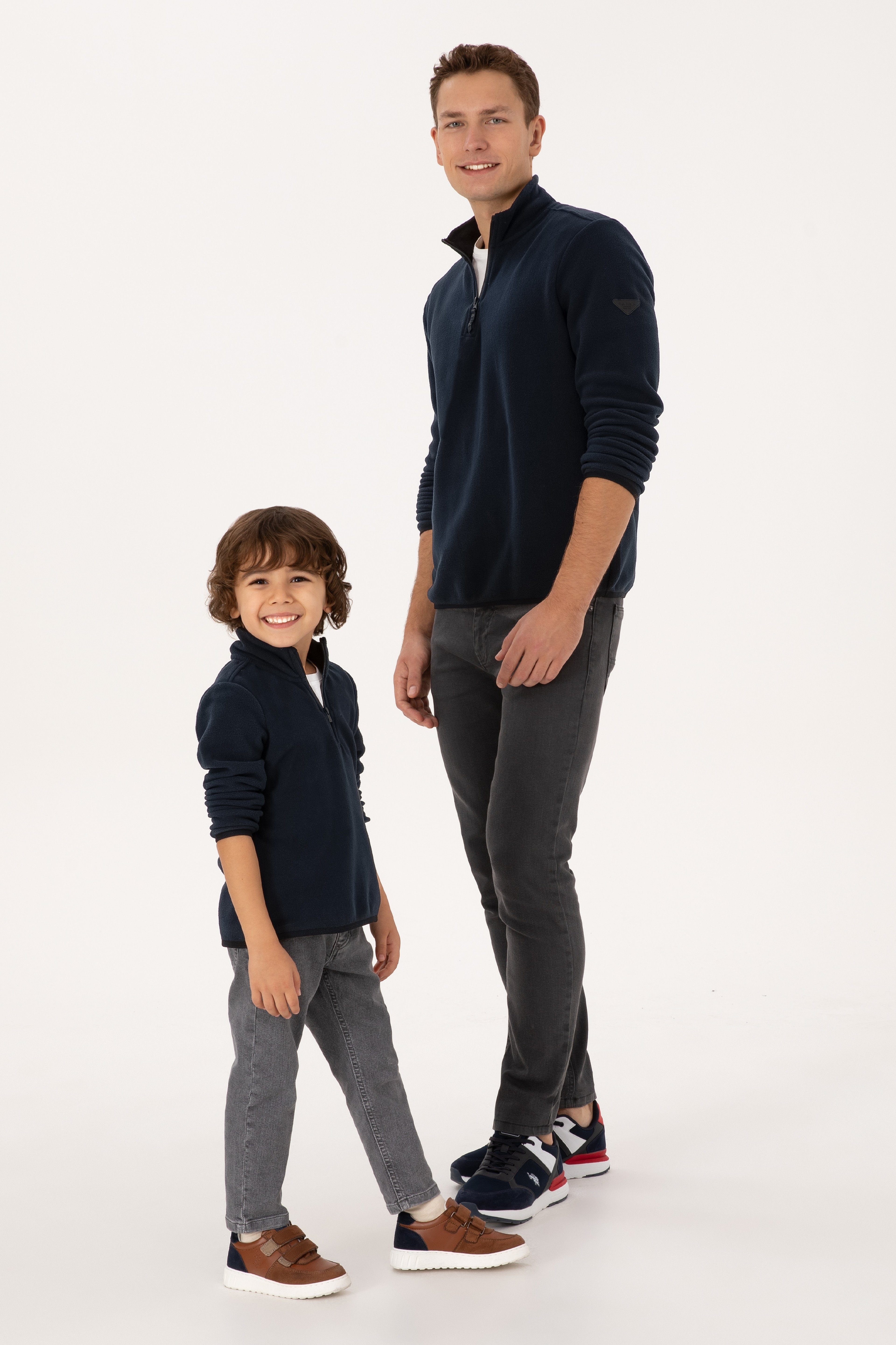 Erkek Regular Fit Lacivert Polar Yarım Fermuarlı Basic Sweatshirt