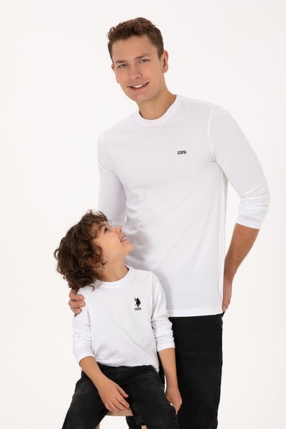 Erkek Slim Fit Bisiklet Yaka Beyaz Süprem Basic Sweatshirt