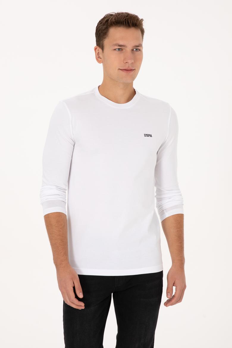 Erkek Slim Fit Bisiklet Yaka Beyaz Süprem Basic Sweatshirt
