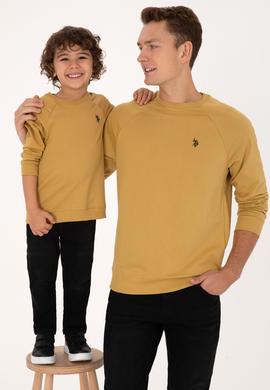 Erkek Regular Fit Bisiklet Yaka Hardal İnce Basic Sweatshirt - 50313752088