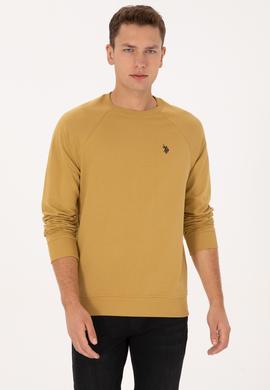 Erkek Regular Fit Bisiklet Yaka Hardal İnce Basic Sweatshirt - 50313752088