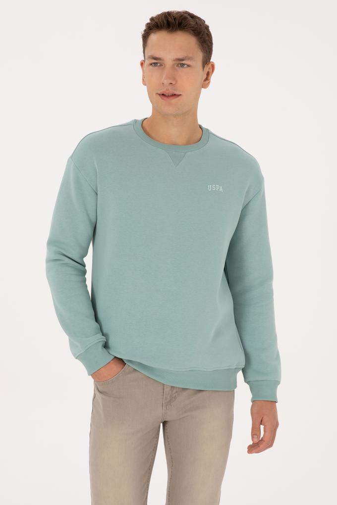 Erkek Comfort Fit Bisiklet Yaka Şardonlu Mint Basic Sweatshirt