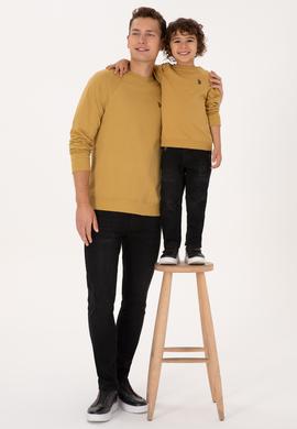 Erkek Çocuk Hardal Basic Bisiklet Yaka Sweatshirt - 50313832096