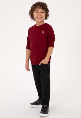 Erkek Çocuk Bordo Basic Bisiklet Yaka Sweatshirt - 50313832030