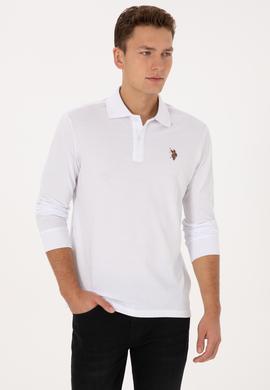 Erkek Regular Fit Polo Yaka Beyaz Basic Sweatshirt - 50313772007
