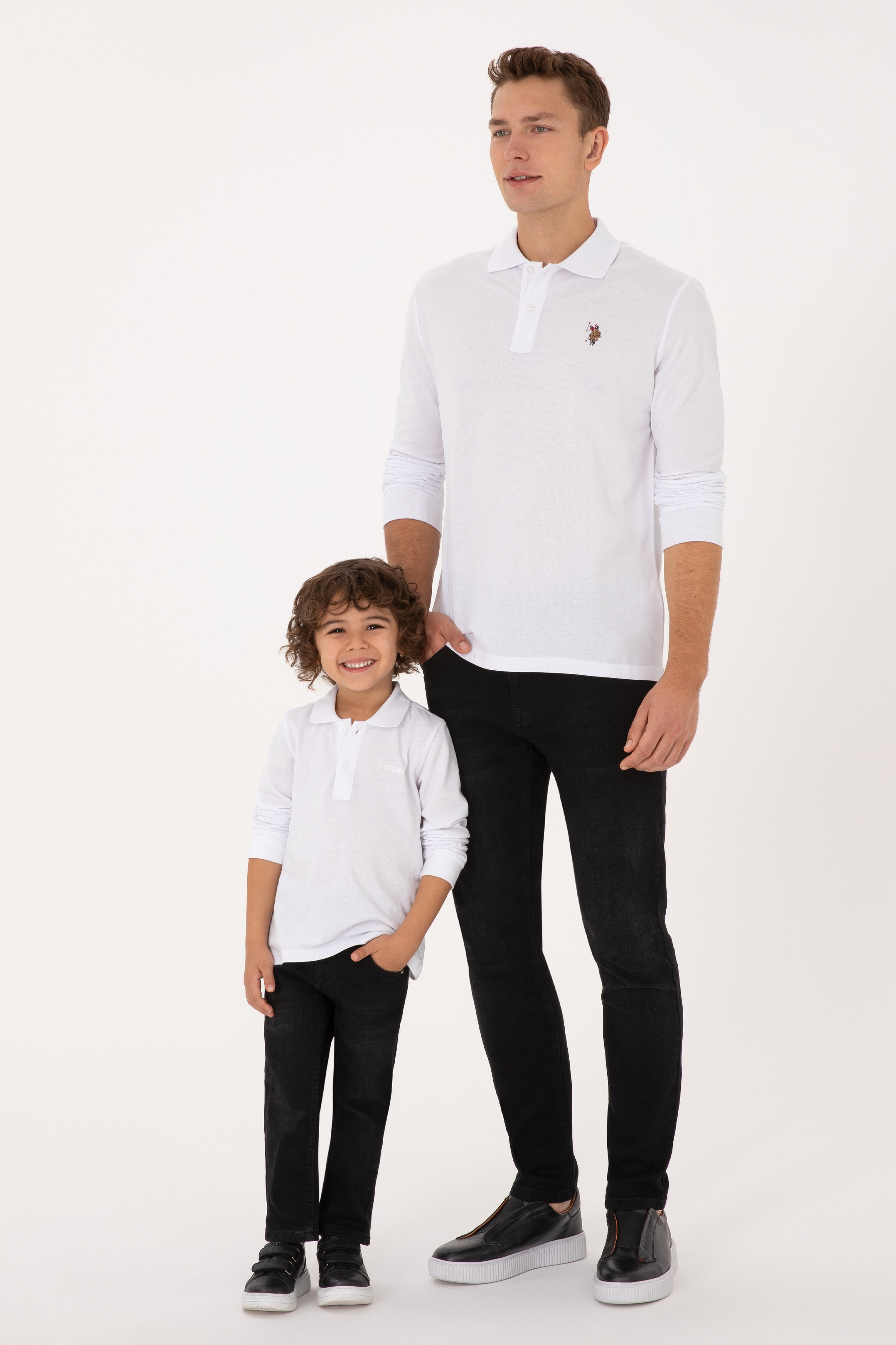 Erkek Regular Fit Polo Yaka Beyaz Basic Sweatshirt - Image 4