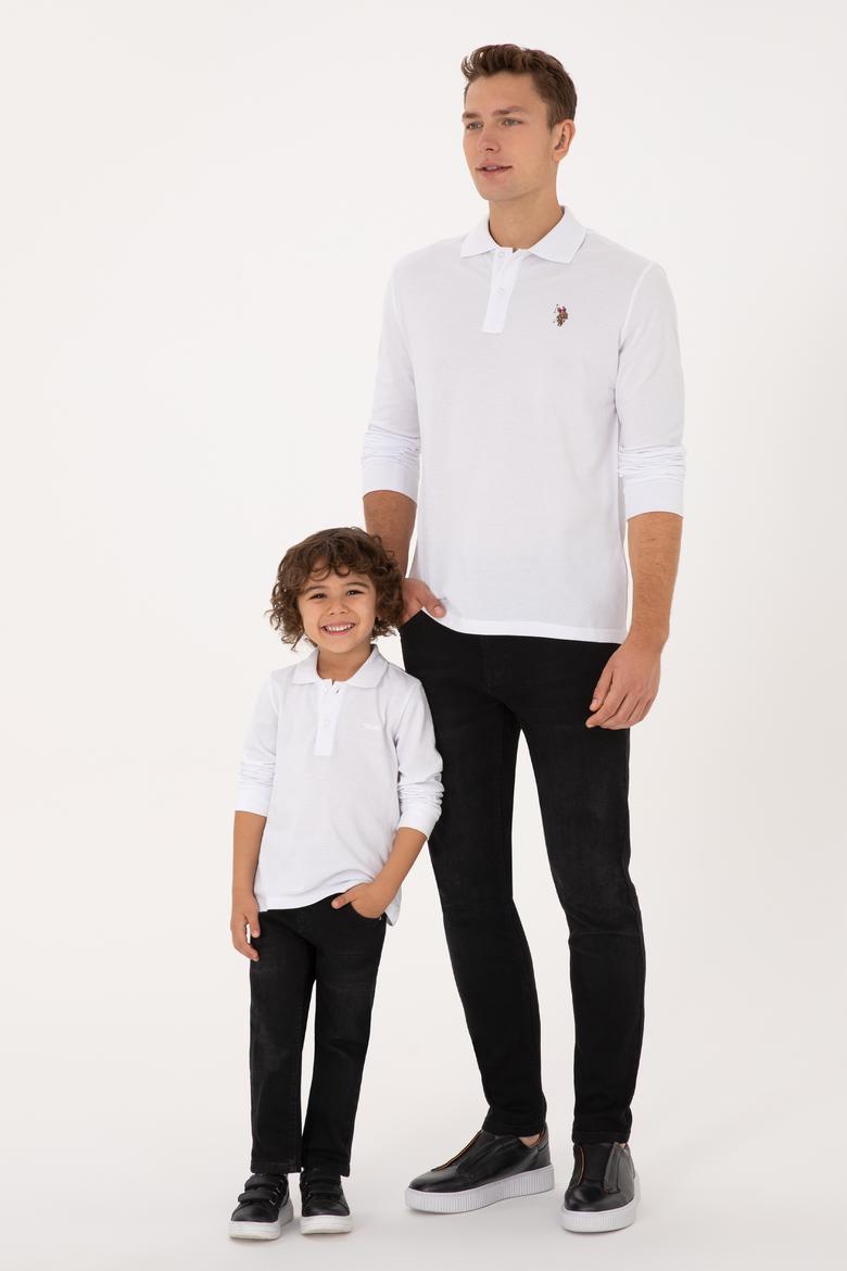 Erkek Regular Fit Polo Yaka Beyaz Basic Sweatshirt - 50313772007