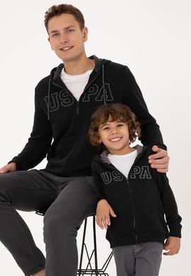 Erkek Çocuk Siyah Fermuarlı Kapüşonlu Sweatshirt - 50313844011