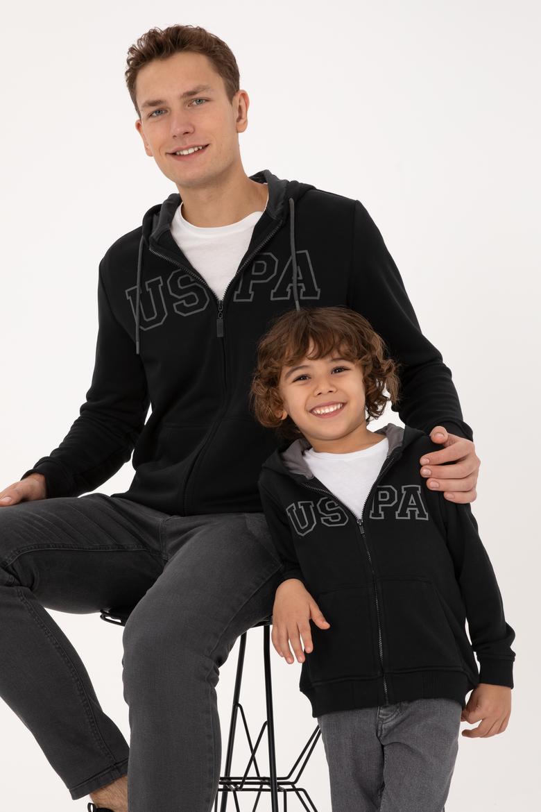 Erkek Çocuk Siyah Fermuarlı Kapüşonlu Sweatshirt - 50313844011