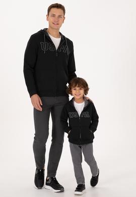 Erkek Çocuk Siyah Fermuarlı Kapüşonlu Sweatshirt - 50313844011