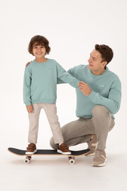 Erkek Çocuk Mint Basic Sweatshirt