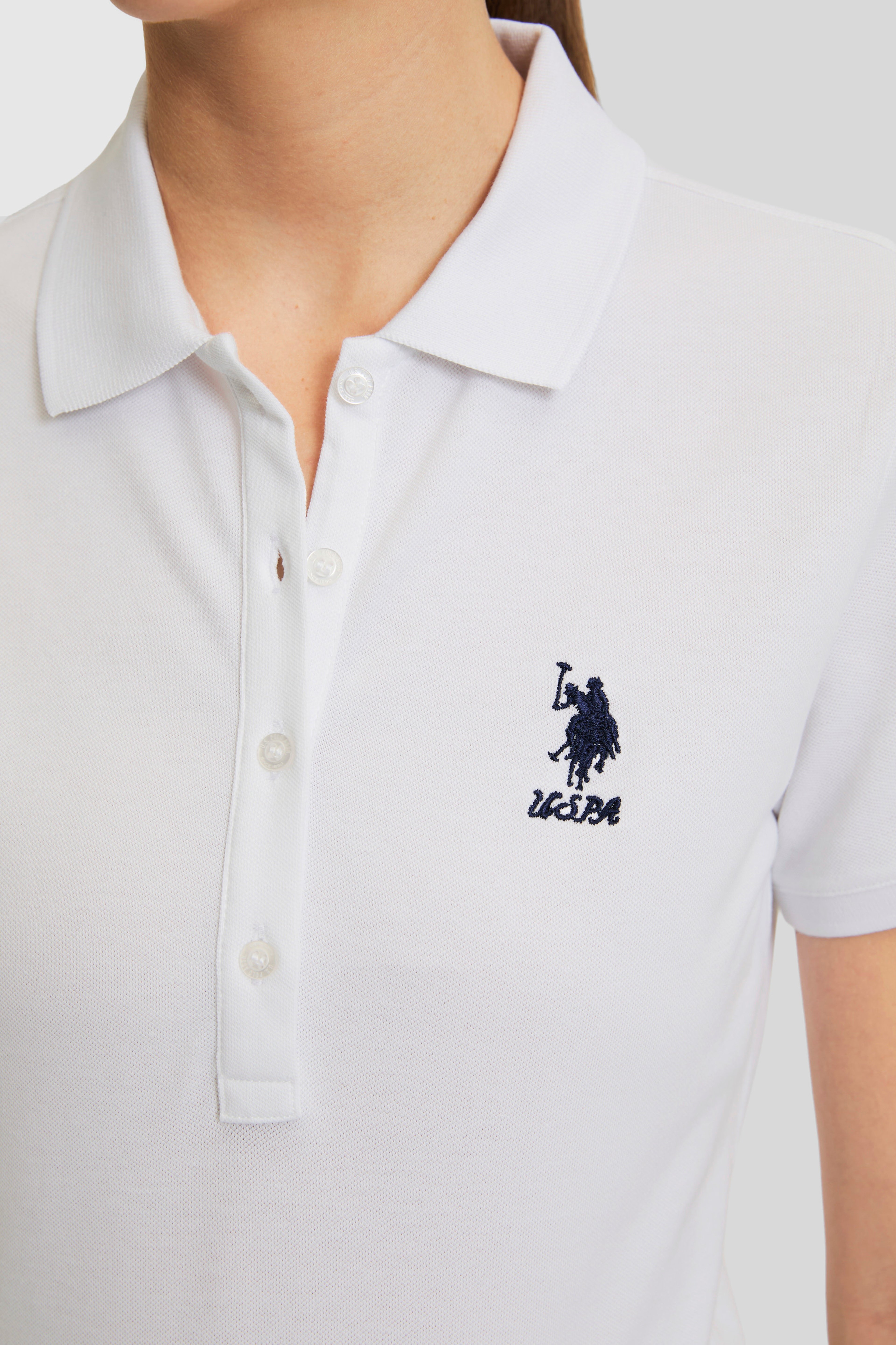 Kadın Beyaz Polo Yaka Basic Tişört