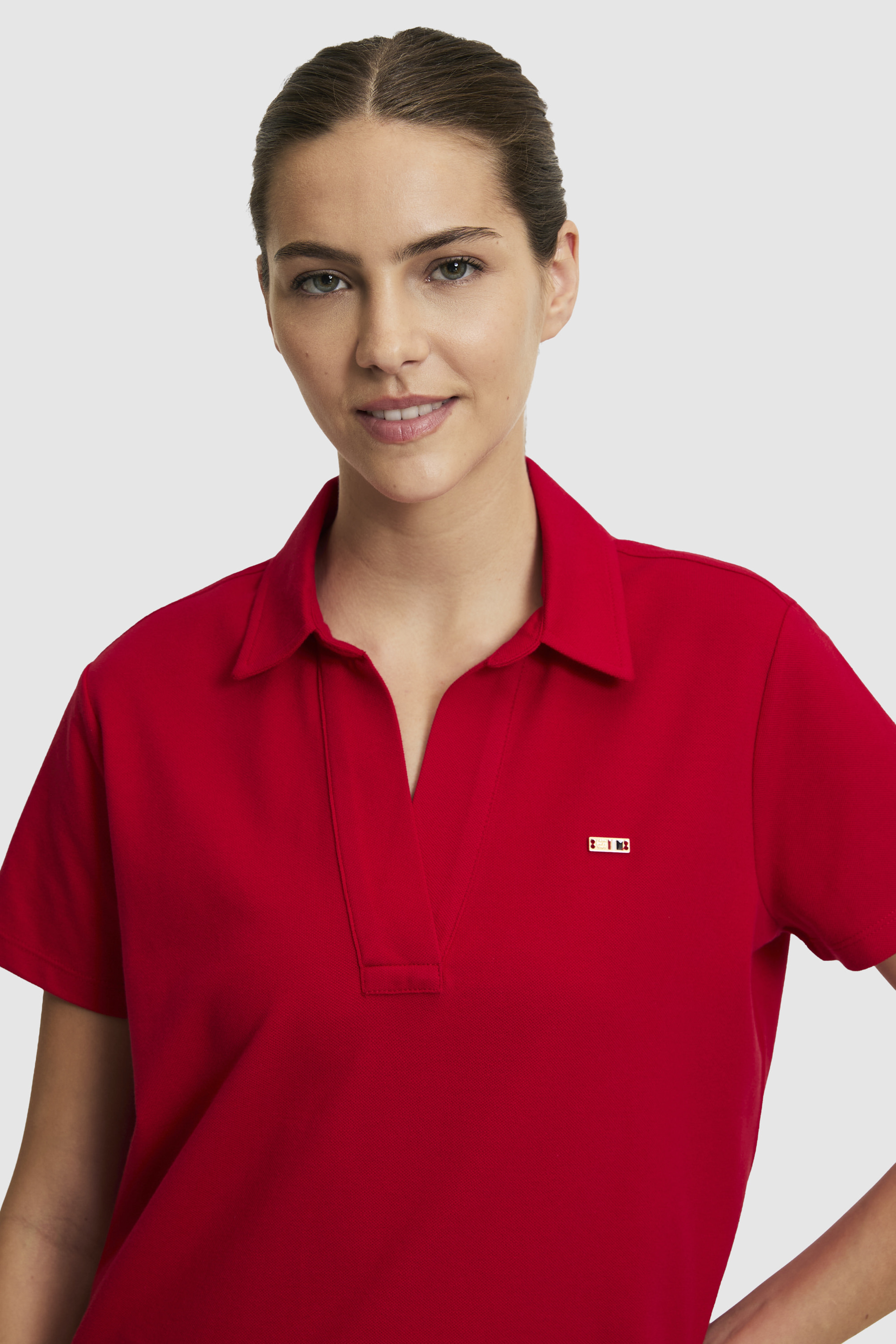 Kadın Kırmızı Basic Tişört - Image 2