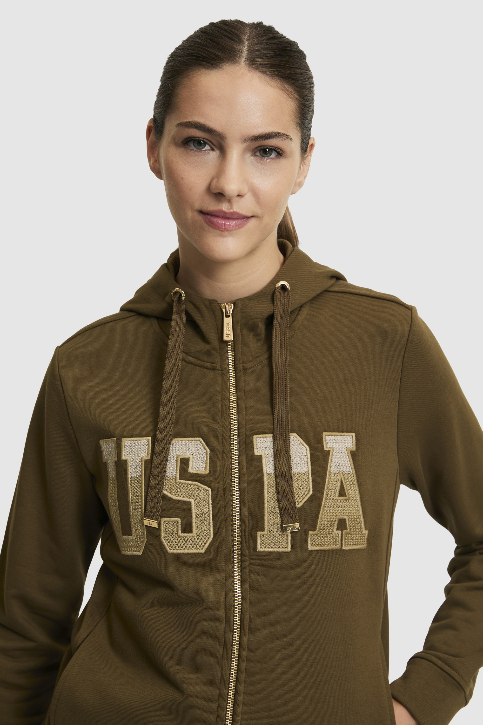 Kadın Haki Basic Sweatshirt - 50289540031