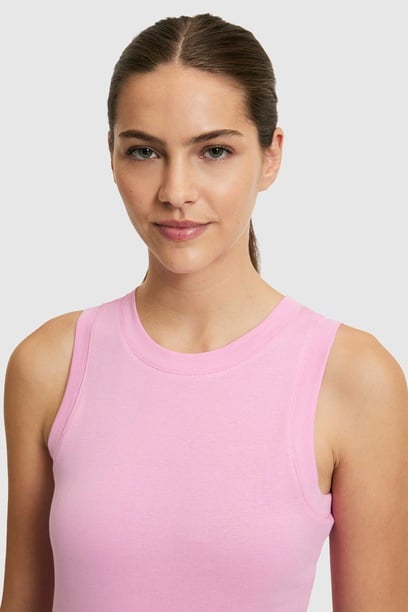 Kadın Pembe Bisiklet Yaka Basic Tişört