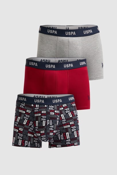 Erkek Kırmızı 3'lü Boxer Takımı