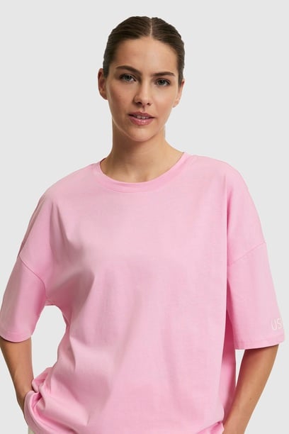 Kadın Pembe Bisiklet Yaka Tişört