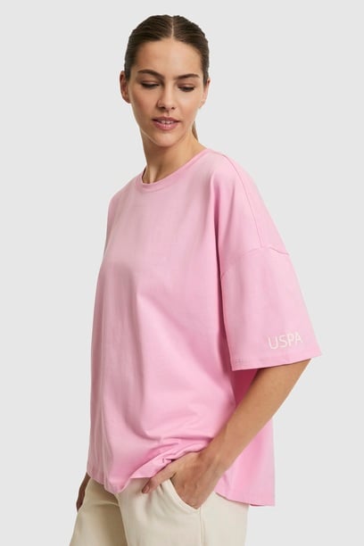 Kadın Pembe Bisiklet Yaka Tişört