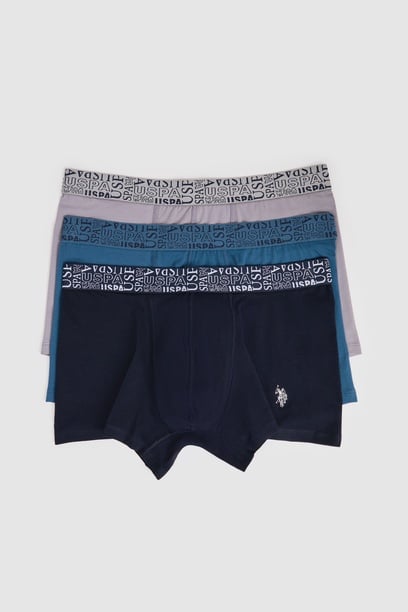Erkek Lacivert 3'lü Boxer Takımı