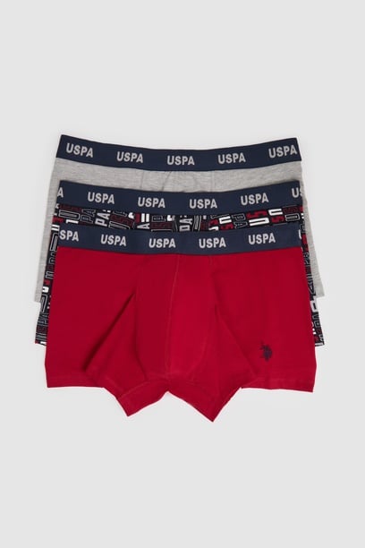 Erkek Kırmızı 3'lü Boxer Takımı