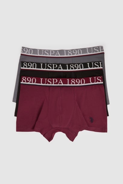 Erkek Bordo 3'lü Boxer Takımı
