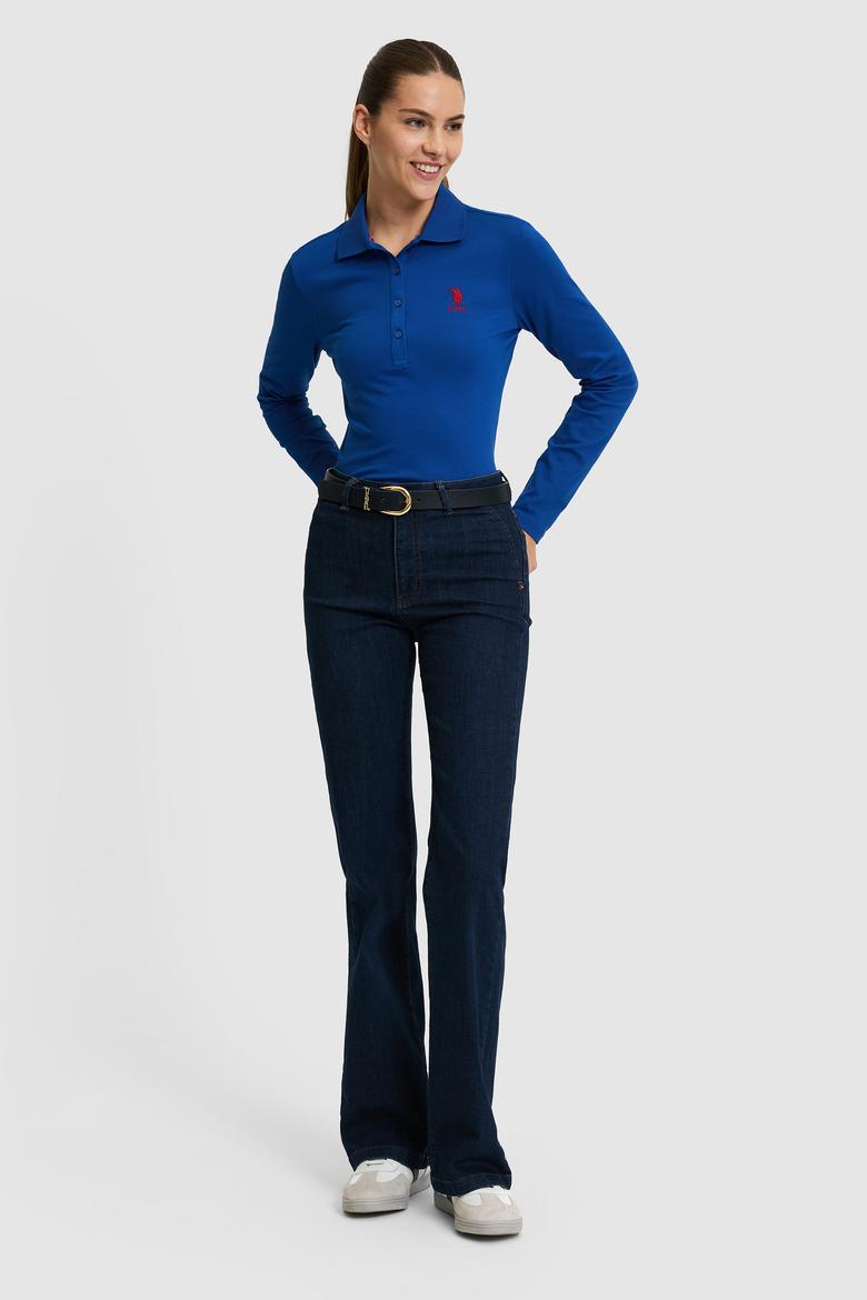 Kadın Saks Basic Polo Yaka Sweatshirt - 50271573024