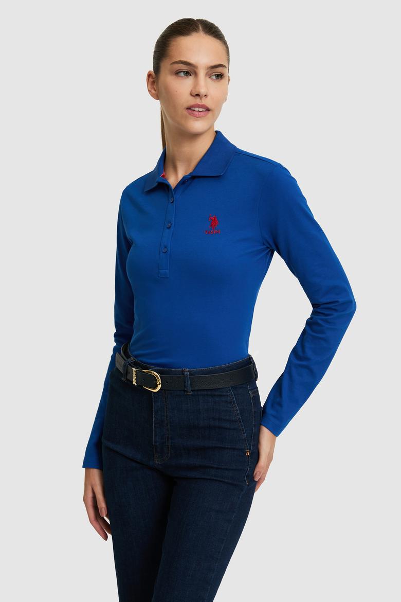 Kadın Saks Basic Polo Yaka Sweatshirt