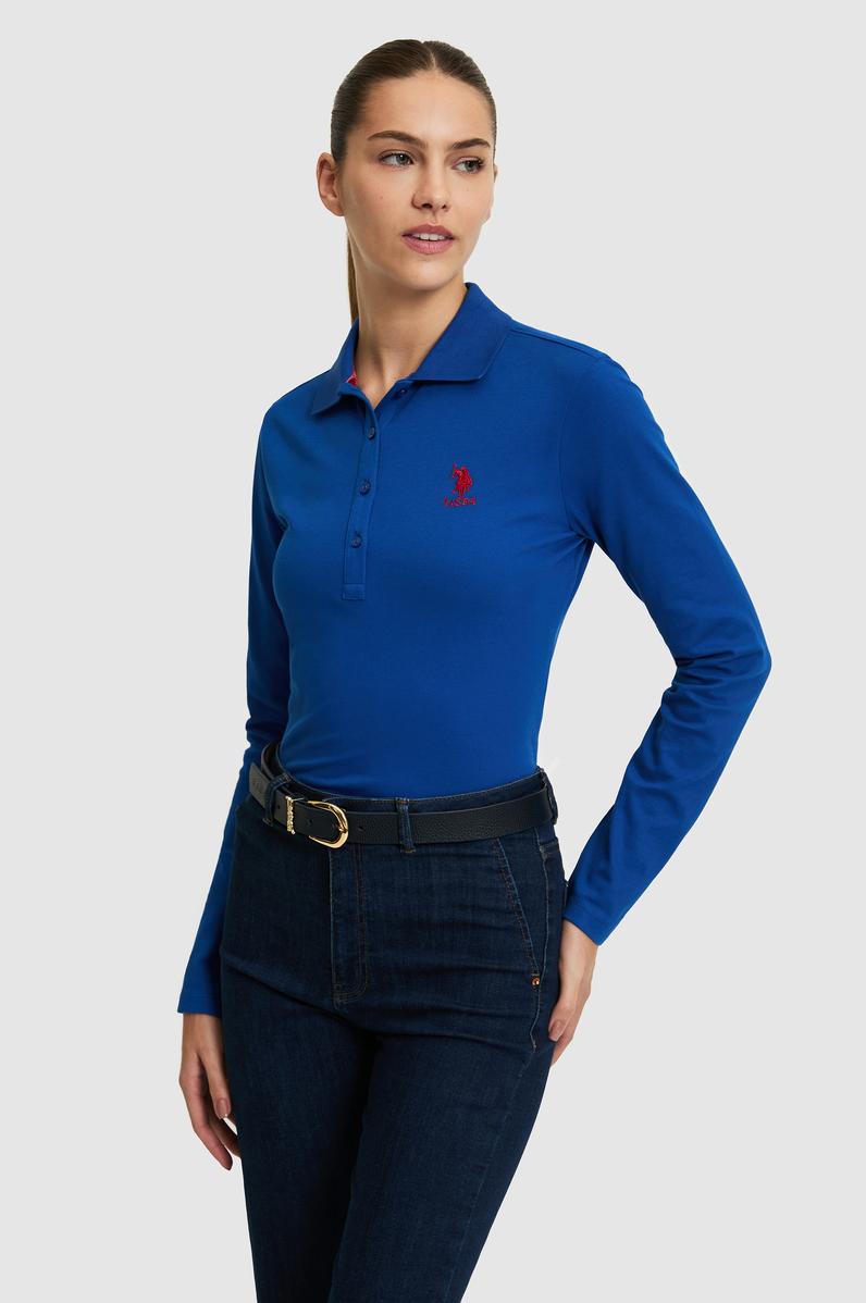 Kadın Saks Basic Polo Yaka Sweatshirt