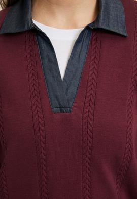 Kadın Bordo Polo Yaka Kazak - 50314661011