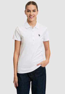 Kadın Beyaz Polo Yaka Basic Tişört - 50321818032