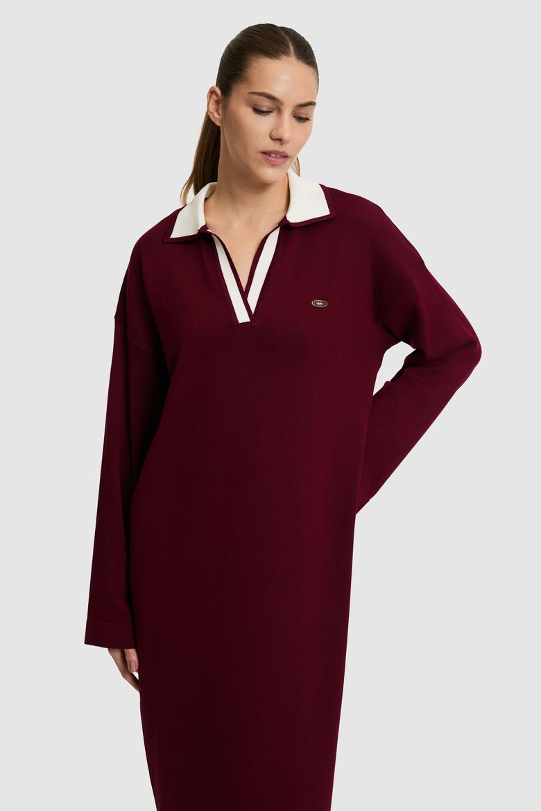 Kadın Bordo Triko Elbise - 50314769013