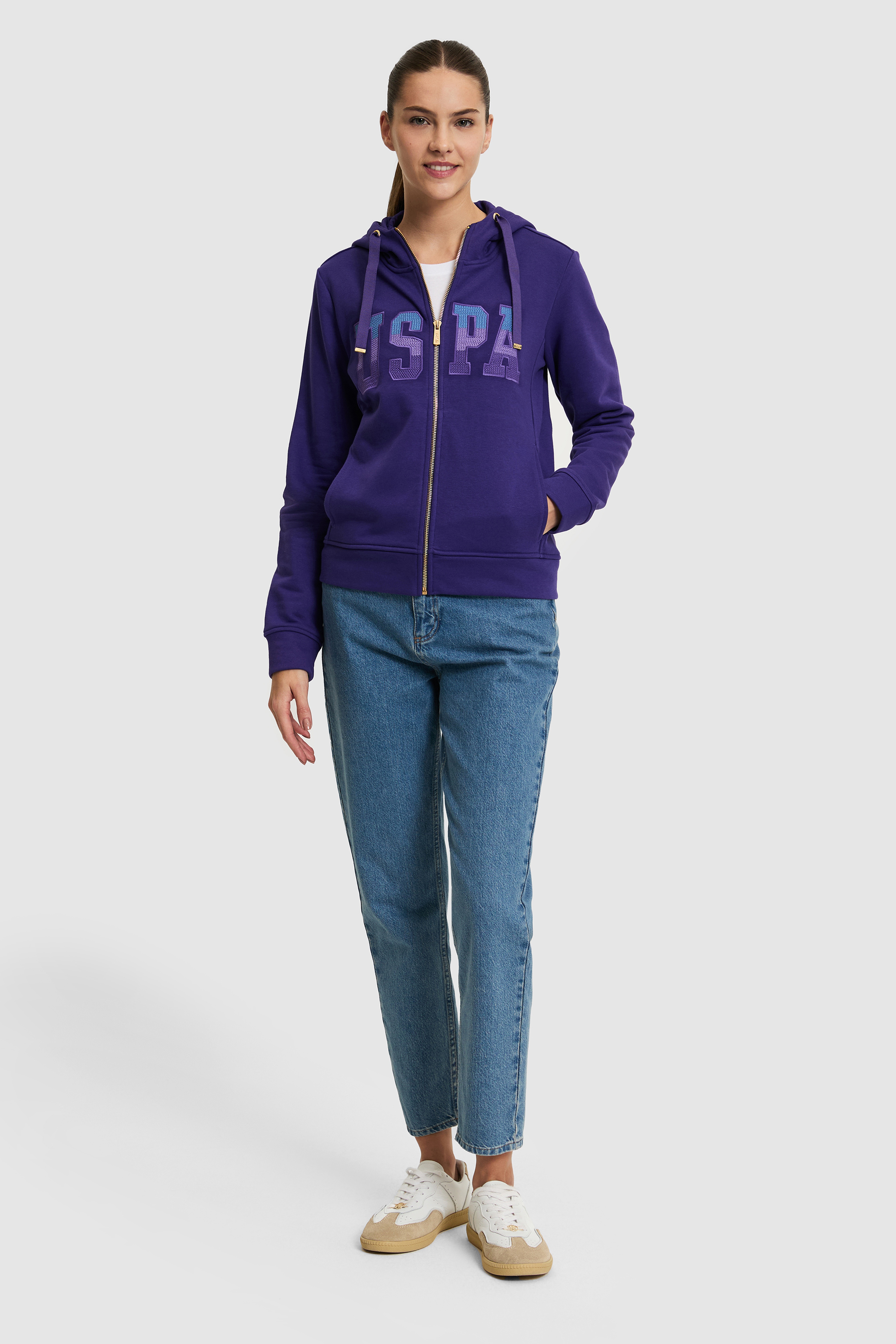 Kadın Mor Basic Sweatshirt - Image 4