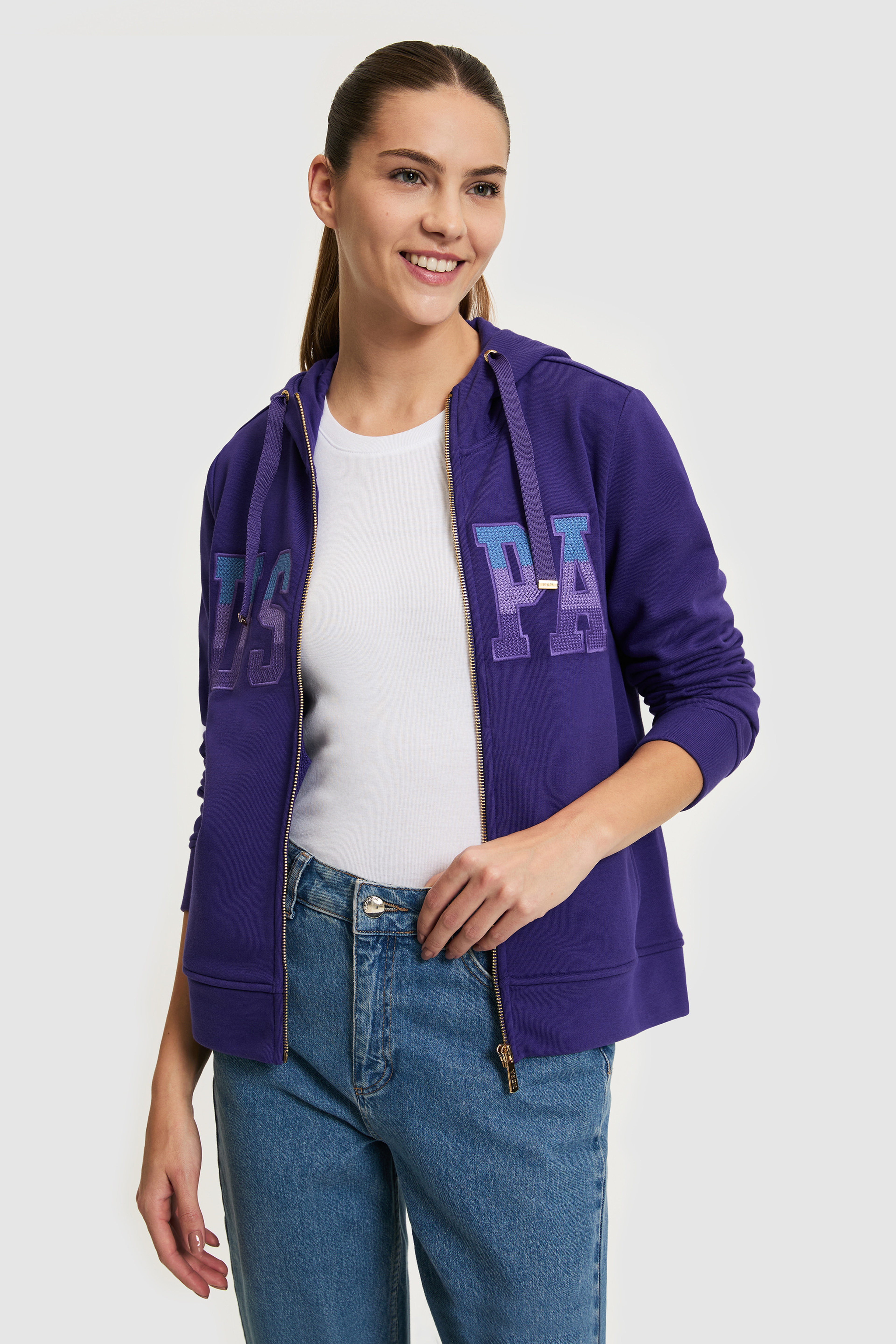 Kadın Mor Basic Sweatshirt - Image 1