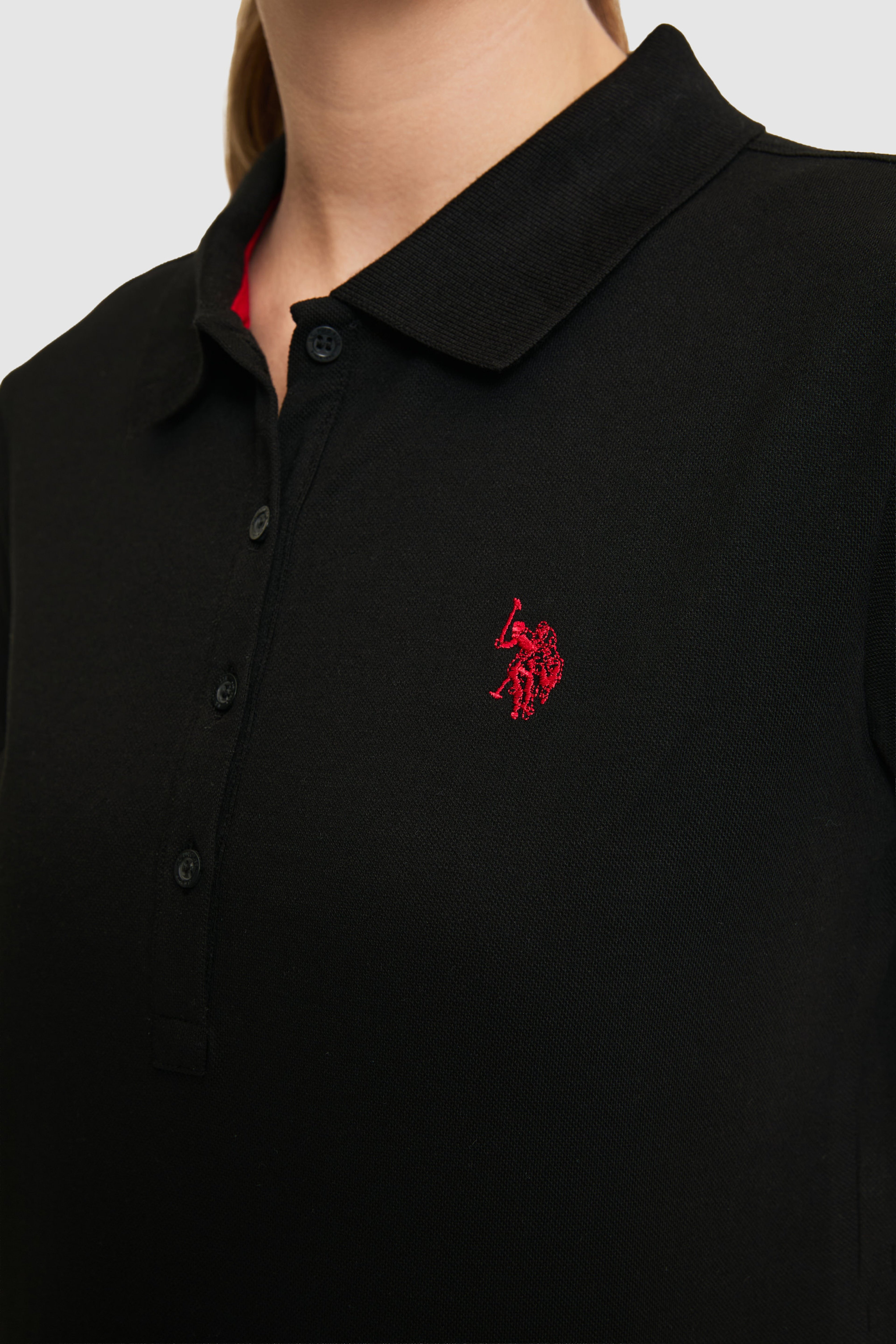 Kadın Siyah Polo Yaka Basic Tişört - Image 7