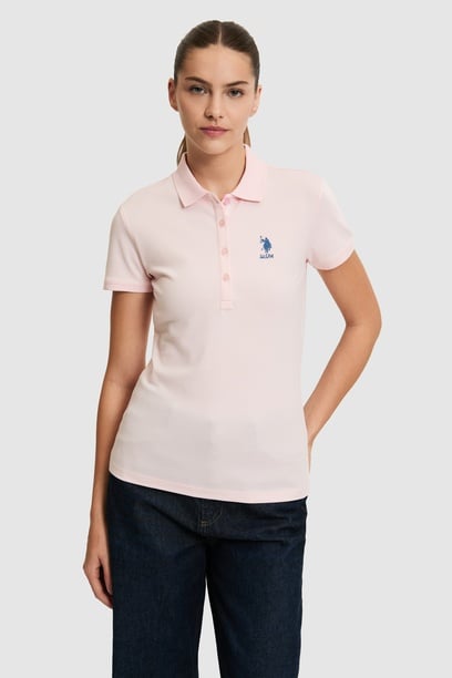 Kadın Açık Polo Yaka Basic Tişört