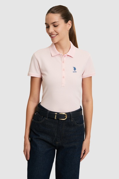 Kadın Açık Polo Yaka Basic Tişört