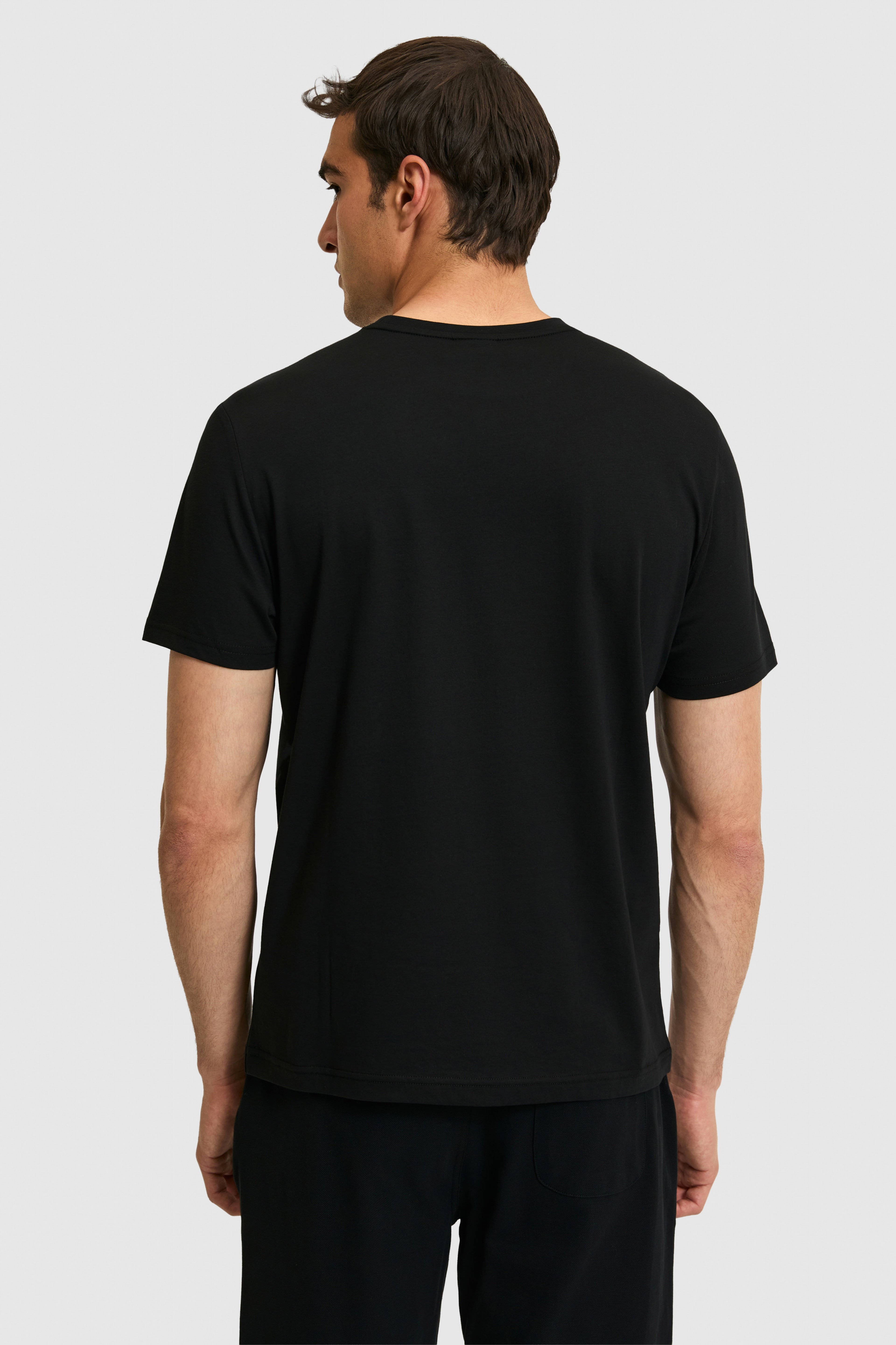 Erkek Regular Fit Bisiklet Yaka Siyah Basic Tişört