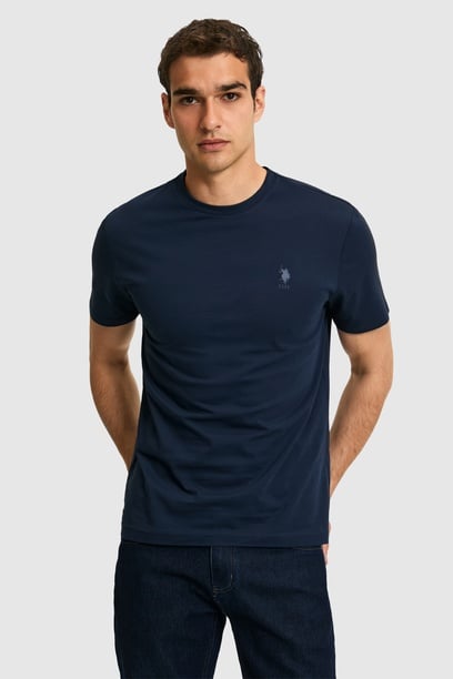 Erkek Regular Fit Bisiklet Yaka Lacivert Basic Tişört