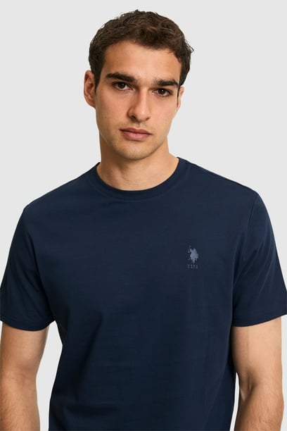 Erkek Regular Fit Bisiklet Yaka Lacivert Basic Tişört