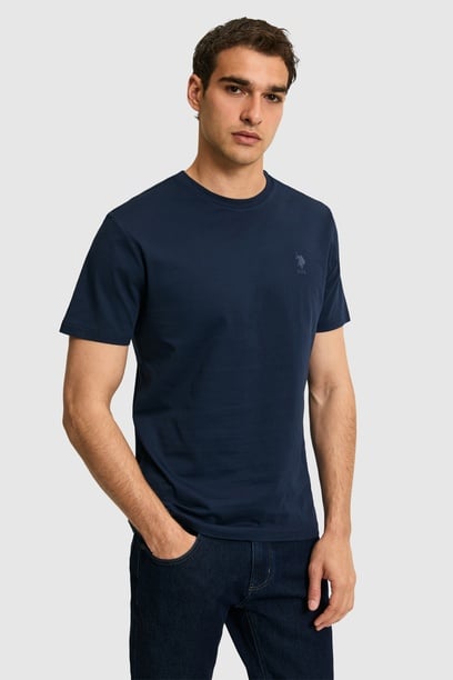 Erkek Regular Fit Bisiklet Yaka Lacivert Basic Tişört