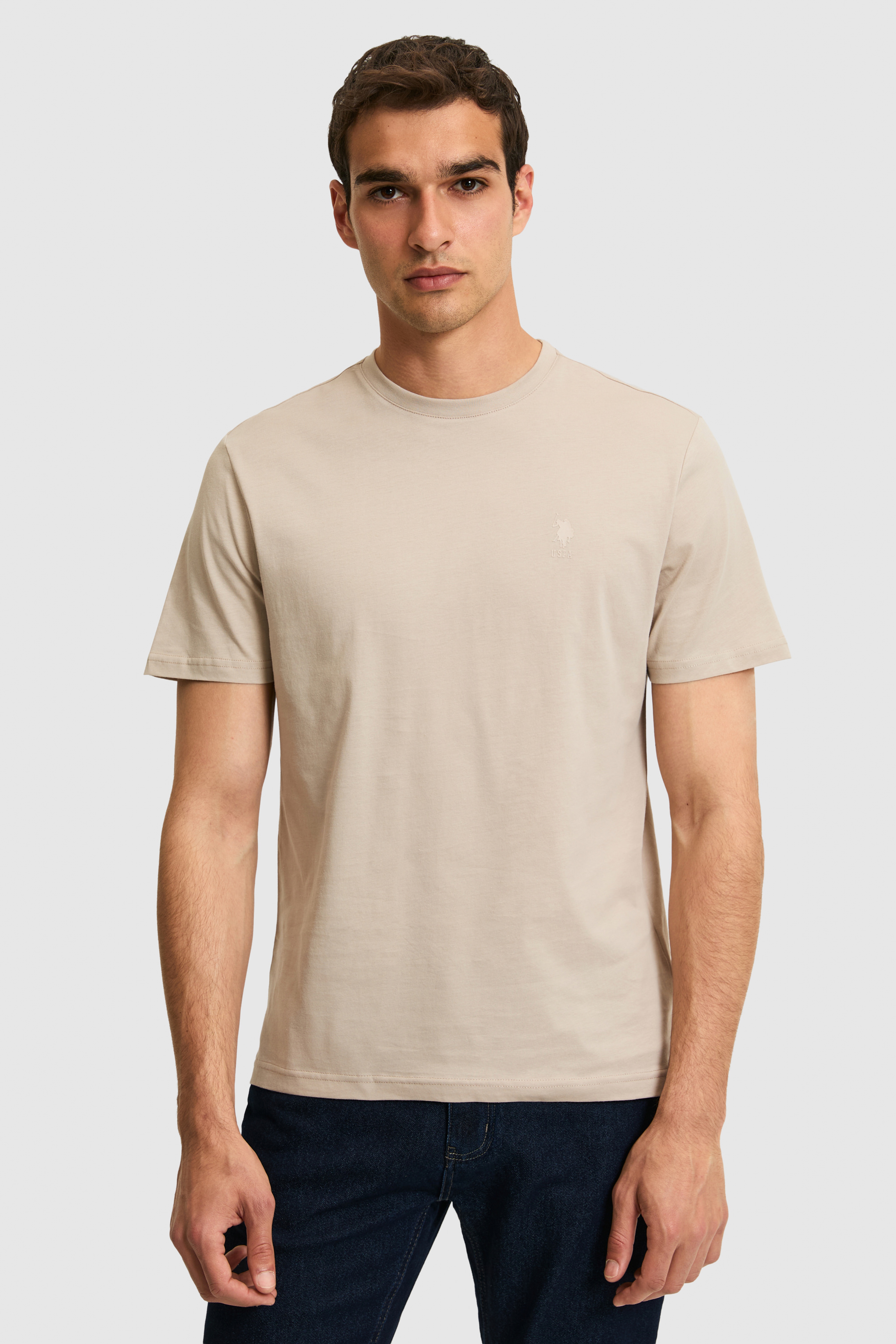 Erkek Regular Fit Bisiklet Yaka Taş Basic Tişört - Image 3