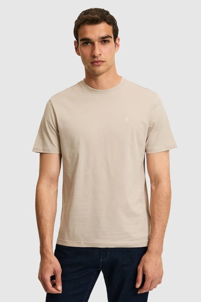 Erkek Regular Fit Bisiklet Yaka Taş Basic Tişört