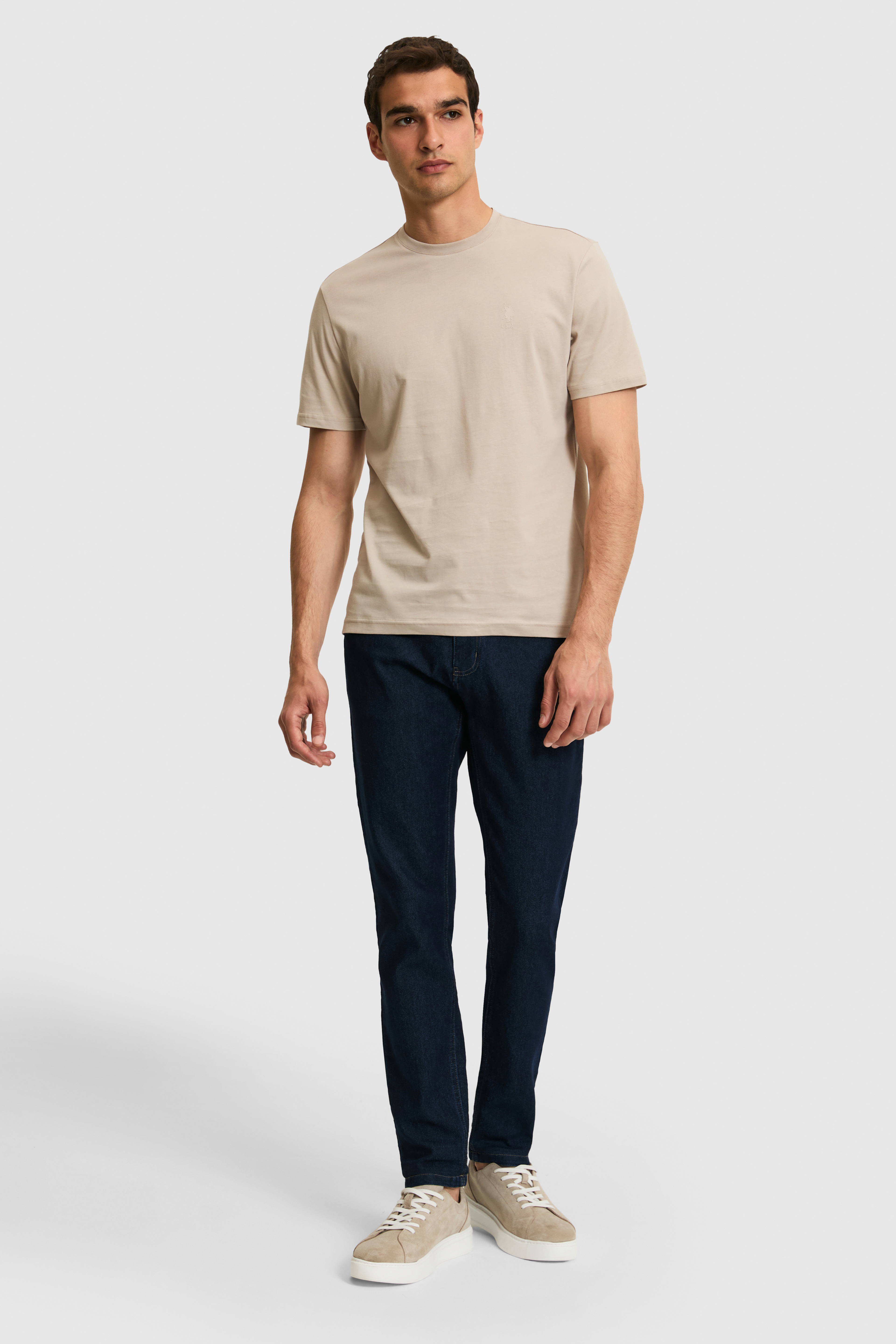 Erkek Regular Fit Bisiklet Yaka Taş Basic Tişört
