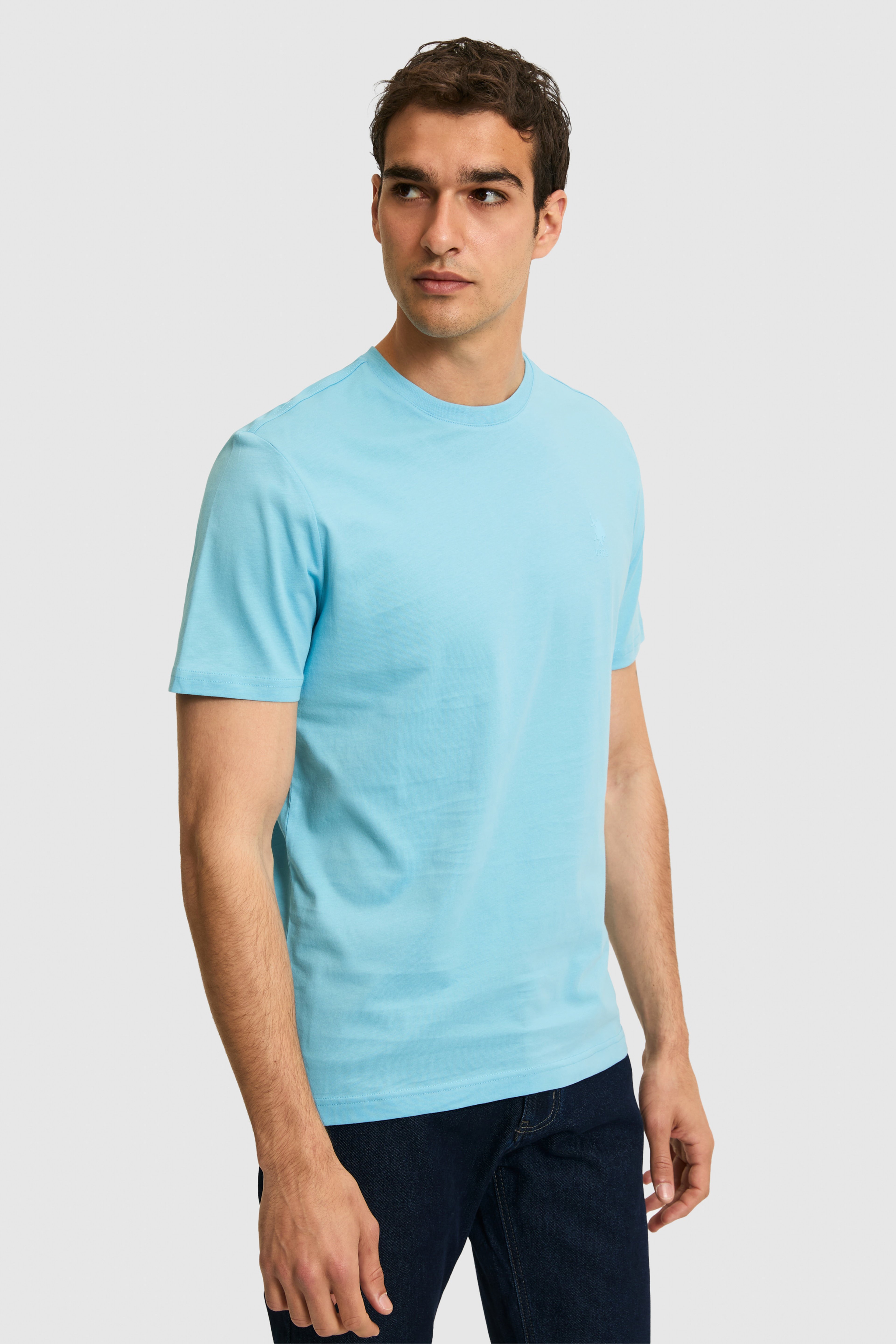 Erkek Regular Fit Bisiklet Yaka Aqua Basic Tişört - Image 3